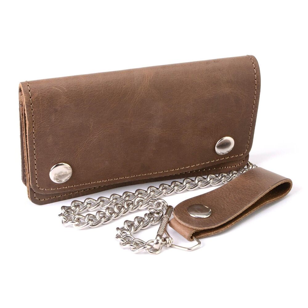 3487 Leather Bi-Fold Biker Wallets w/Anti-Theft Stainless Steel Chain - 8